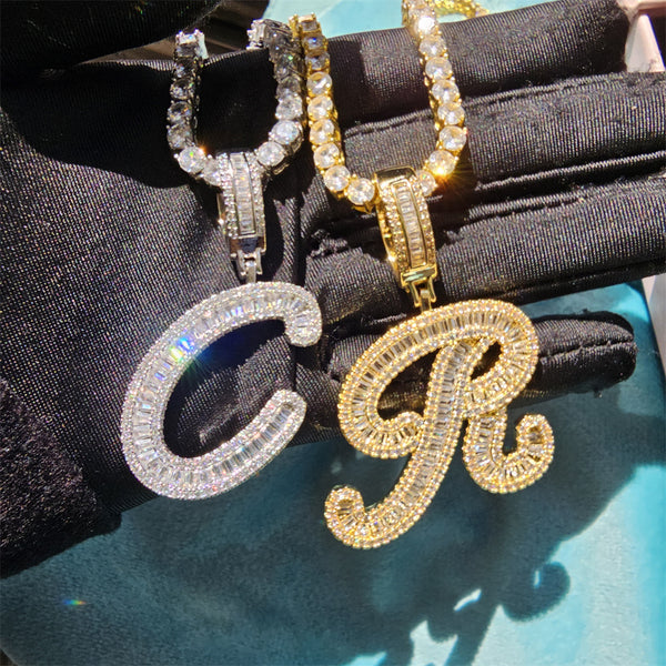 Icy Bling Single Initial Baguette Letter Pendant