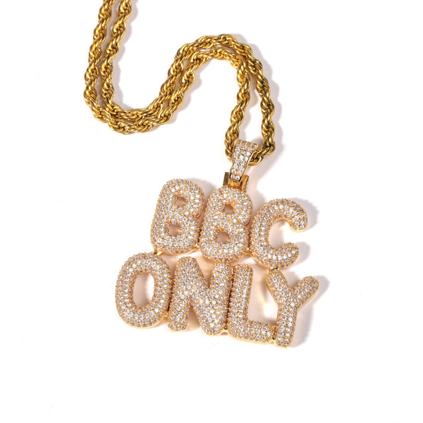 Small Icy Bubble Letters Custom Name plate Rope Chain