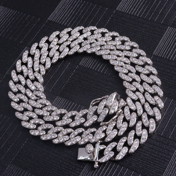 9MM Mini Cuban Link Chain Diamond Necklace Women