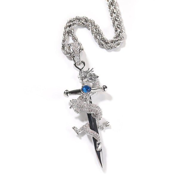 Chinese Dragon Cross Micropaved Zircon Pendant Rap - DOBLING JEWELRYDOBLING JEWELRYNecklace