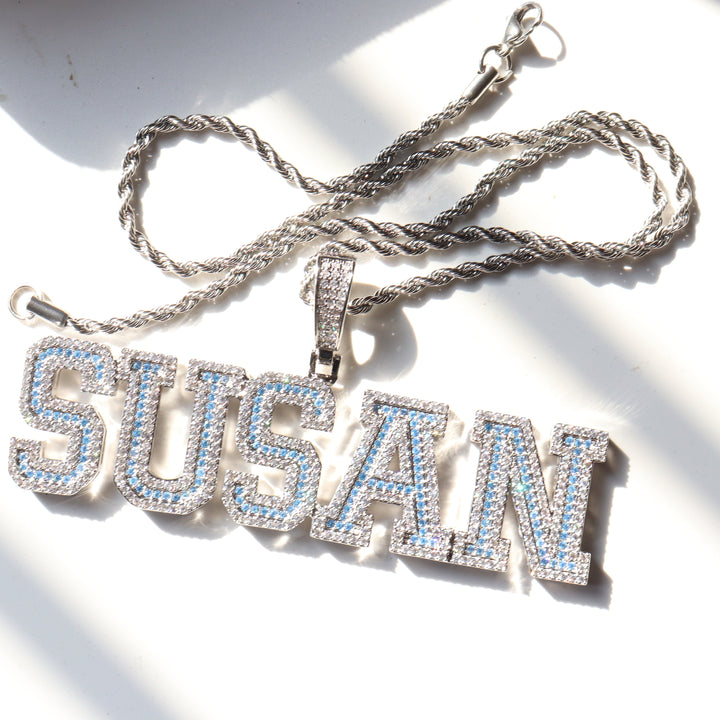Custom Colored Big Varsity Name Necklace,Personalized Name Pendant,Best Birthday Gift - JESSICA JEWELRYLover Jewelry giftNecklace