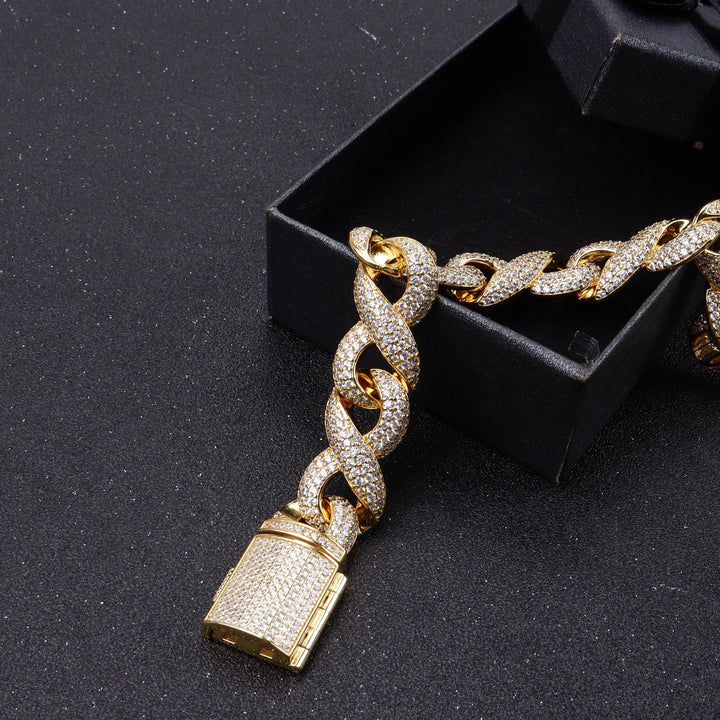 Full Diamond Big Gold Chain Cuban Chain Hiphop Rap Accessories - DOBLING JEWELRYDOBLING JEWELRYNecklace