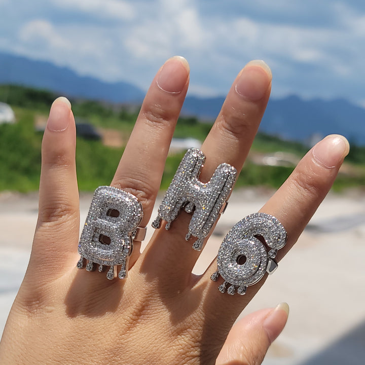 Icy Personalized Letters/Number Ring,Hip Hop Custom Name Ring jewelry,Best Birthday Gift - JESSICA JEWELRYLover Jewelry giftRings